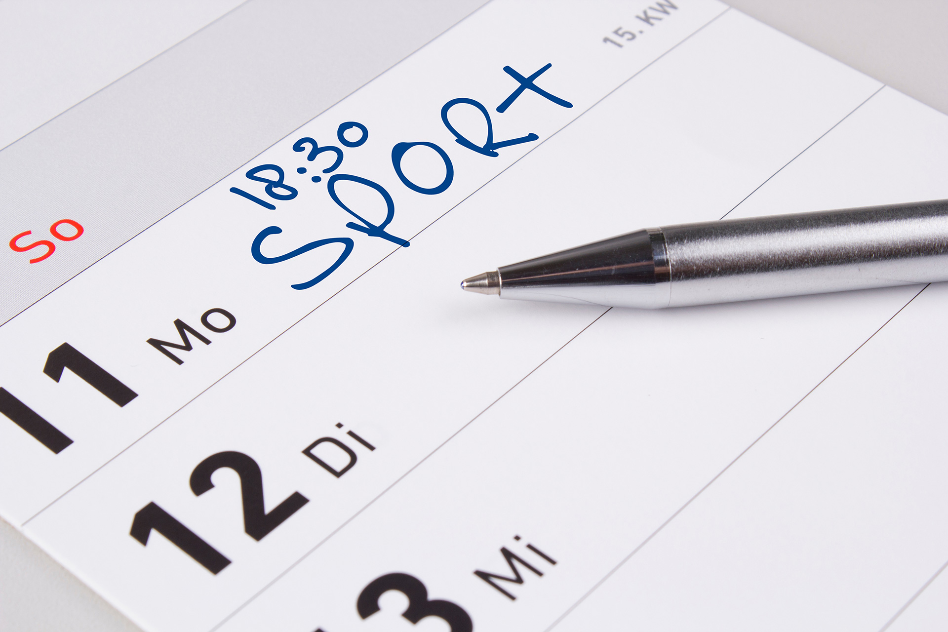 Veranstaltungen Terminkalender mit Sporteintrag